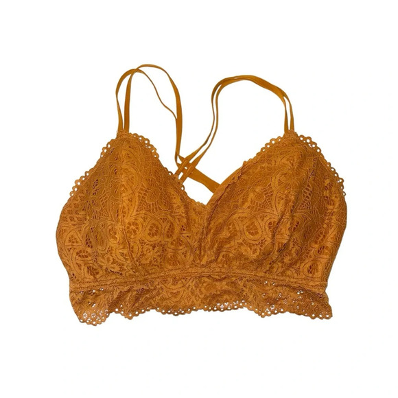 Maurices Golden Yellow Allover Lace Strappy Racerback Bralette Medium Women’s - Picture 2 of 10